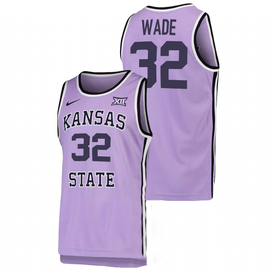 Mens Youth Kansas State Wildcats #32 Dean Wade Light Purple Basketball Retro Jersey