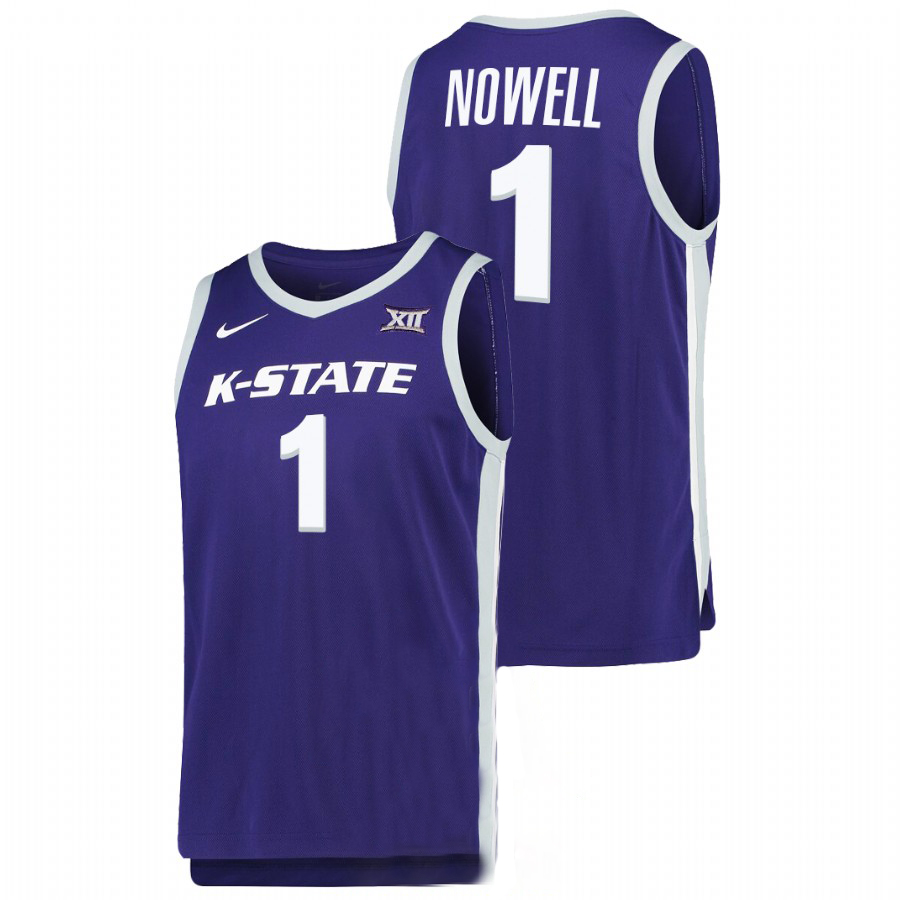Mens Youth Kansas State Wildcats #1 Markquis Nowell Purple College Basketball Game Jersey