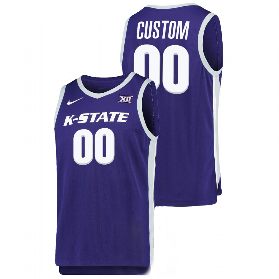 Mens Youth Kansas State Wildcats Custom Nike Purple College Basketball Game Jersey