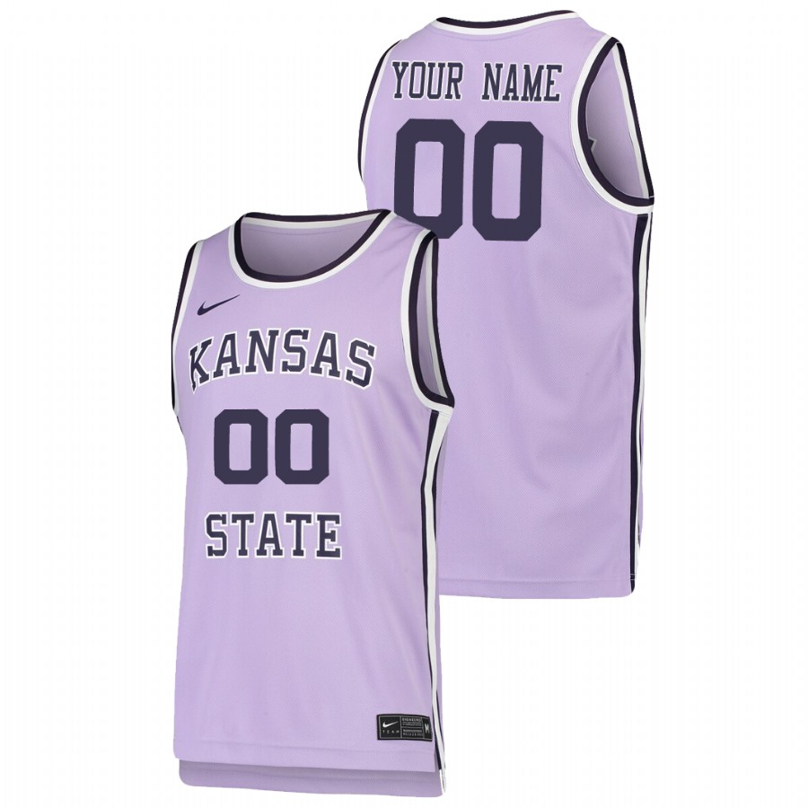 Mens Youth Kansas State Wildcats Custom Nike Light Purple Basketball Retro Jersey