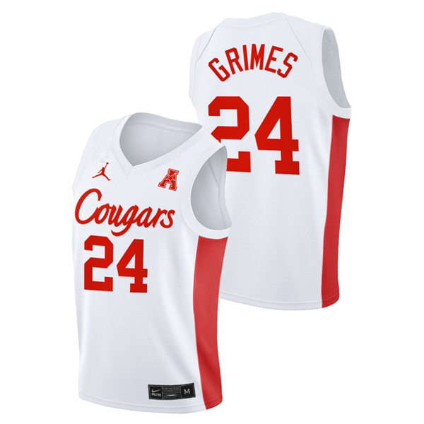 Mens Youth Houston Cougars #24 Quentin Grimes White Cougars College Basketball Game Jersey