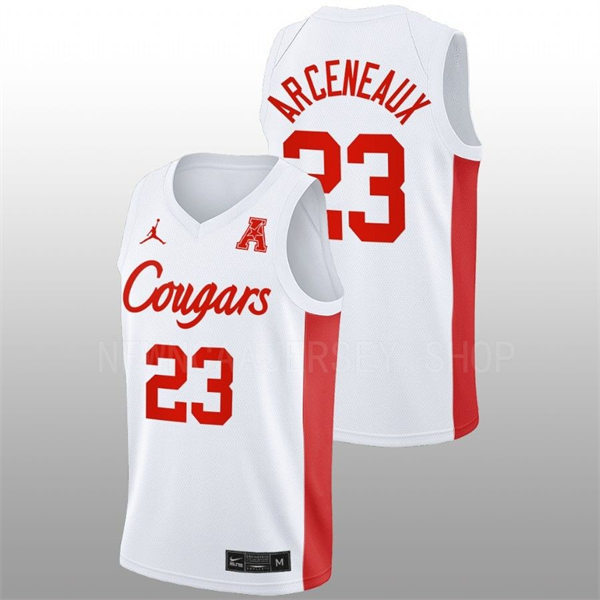 Mens Youth Houston Cougars #23 Terrance Arceneaux White Cougars College Basketball Game Jersey
