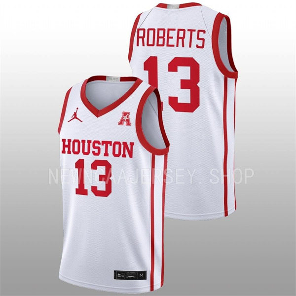 Mens Youth Houston Cougars #13 J'Wan Roberts 2022-23 White Away College Basketball Jersey