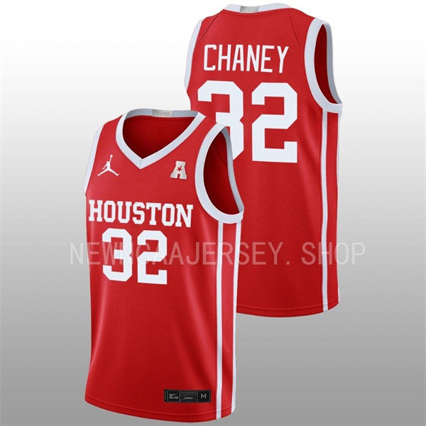 Mens Youth Houston Cougars #32 Reggie Chaney 2022-23 Home Scarlet College Basketball Jersey
