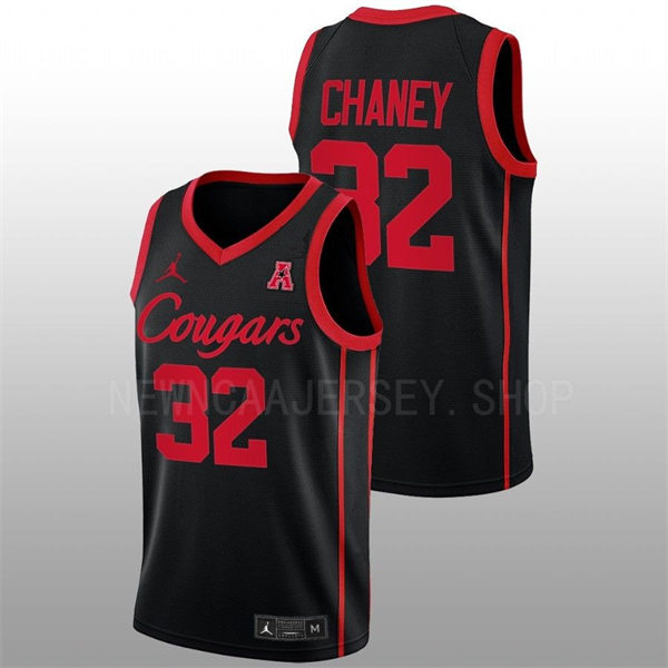Mens Youth Houston Cougars #32 Reggie Chaney Black Cougars College Basketball Game Jersey