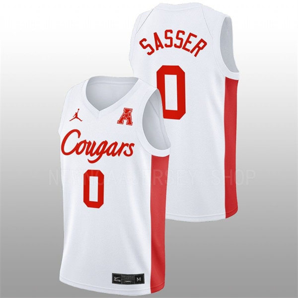 Mens Youth Houston Cougars #0 Marcus Sasser White Cougars College Basketball Game Jersey