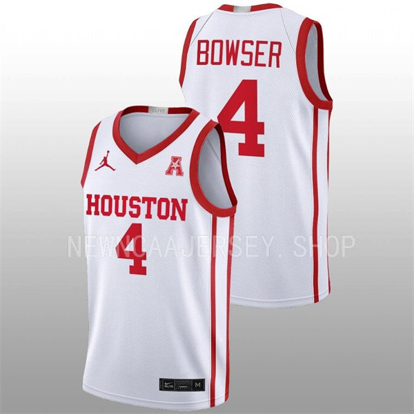 Mens Youth Houston Cougars #4 Darius Bowser 2022-23 White Away College Basketball Jersey