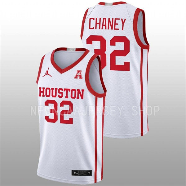 Mens Youth Houston Cougars #32 Reggie Chaney 2022-23 White Away College Basketball Jersey