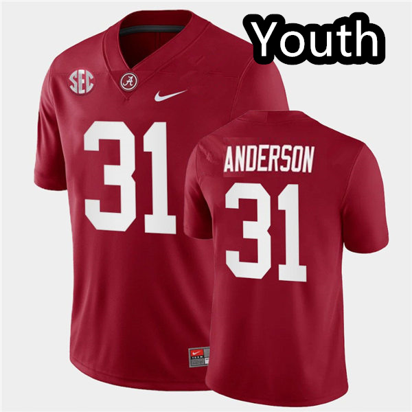 Youth Alabama Crimson Tide #31 Will Anderson Nike Crimson College Football Game Jersey