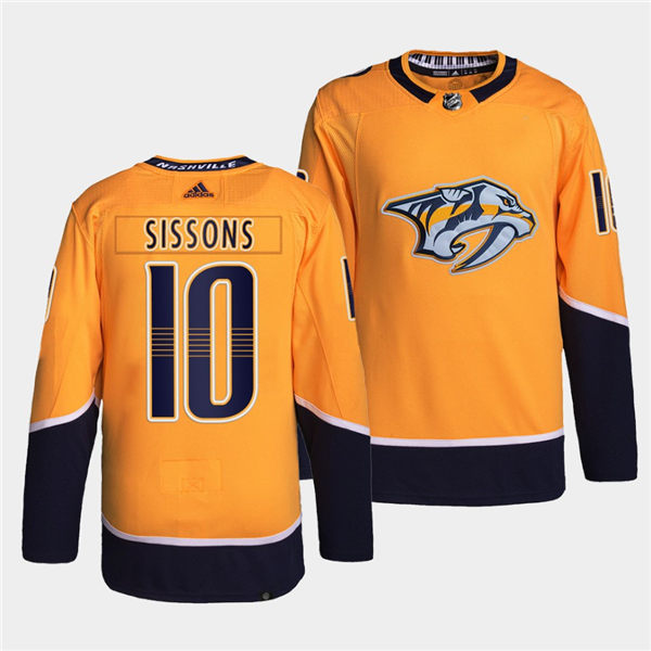 Men's Nashville Predators #10 Colton Sissons adidas Gold Home Authentic Jersey