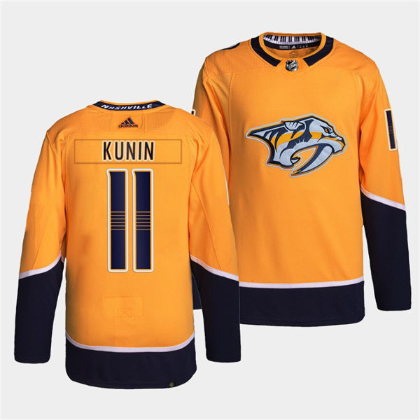 Men's Nashville Predators #11 Luke Kunin adidas Gold Home Authentic Jersey