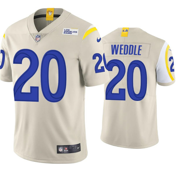 Mens Los Angeles Rams #20 Eric Weddle Nike Bone Vapor Untouchable Limited Jersey