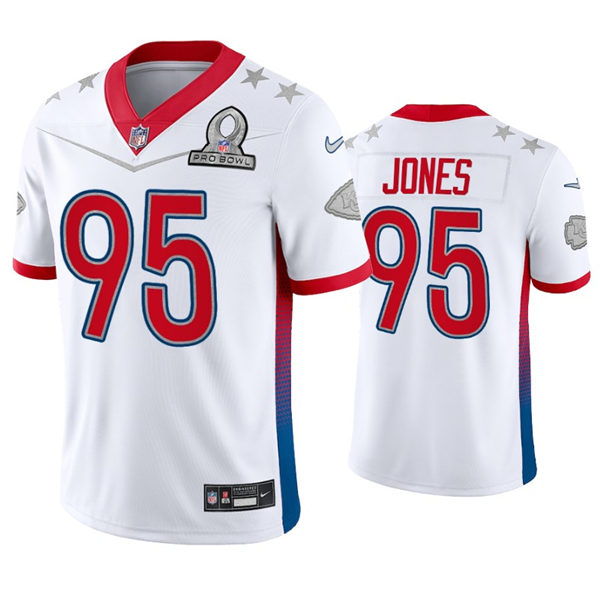 Mens Kansas City Chiefs #95 Chris Jones White 2022 AFC Pro Bowl Game Jersey