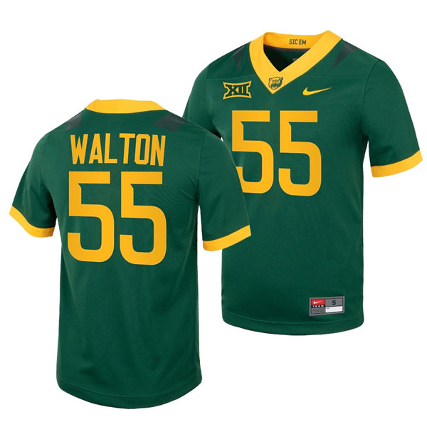 Mens Baylor Bears #55 J.D. Walton Nike Green College Football Game Jersey