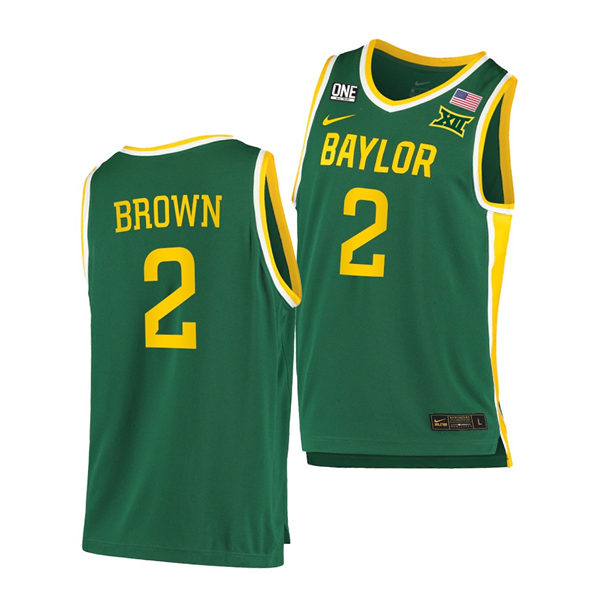 Mens Baylor Bears #2 Kendall Brown Nike Green College Basketball Game Jersey