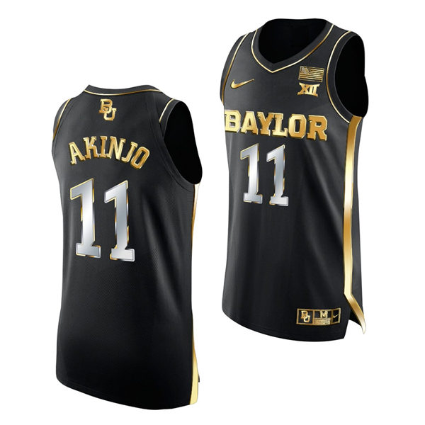 Mens Baylor Bears #11 James Akinjo Nike Black Golden Edition Basketball Jersey