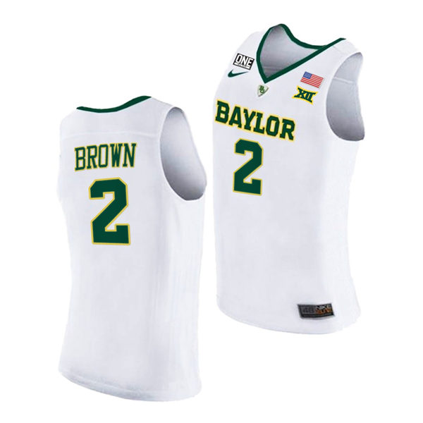 Mens Baylor Bears #2 Kendall Brown Nike White College Basketball Game Jersey
