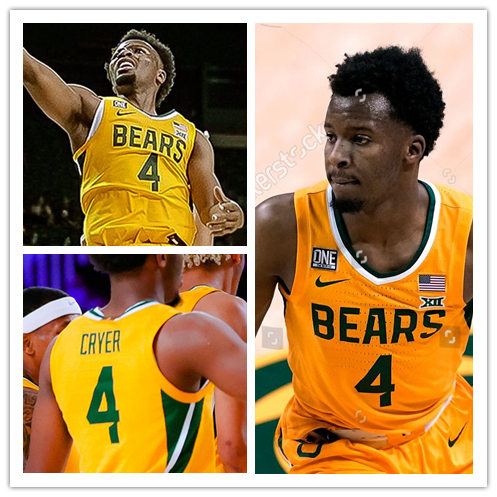 Mens Baylor Bears #4 LJ. Cryer Nike Gold College Basketball Game Jersey