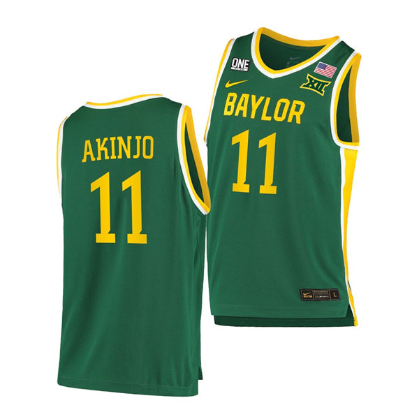 Mens Baylor Bears #11 James Akinjo Nike Green College Basketball Game Jersey