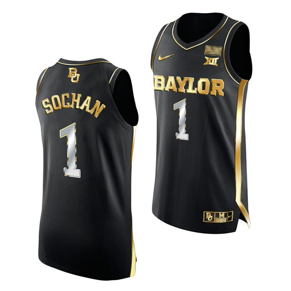 Mens Baylor Bears #1 Jeremy Sochan Nike Black Golden Edition Basketball Jersey