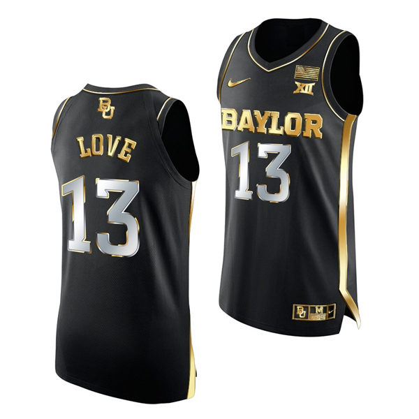 Mens Baylor Bears #13 Langston Love Nike Black Golden Edition Basketball Jersey