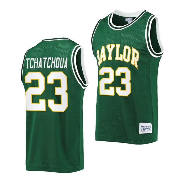 Mens Baylor Bears #23 Jonathan Tchamwa Tchatchoua Green Original Retro Commemorative Classic Basketball Jersey