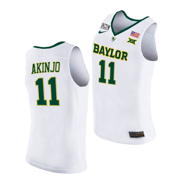 Mens Baylor Bears #11 James Akinjo Nike White College Basketball Game Jersey