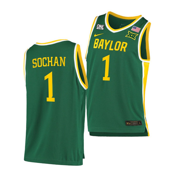 Mens Baylor Bears #1 Jeremy Sochan Nike Green College Basketball Game Jersey
