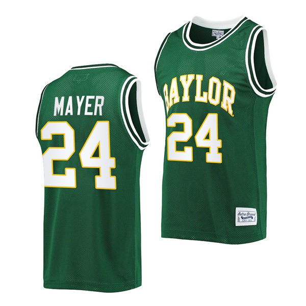 Mens Baylor Bears #24 Matthew Mayer Green Original Retro Commemorative Classic Basketball Jersey 