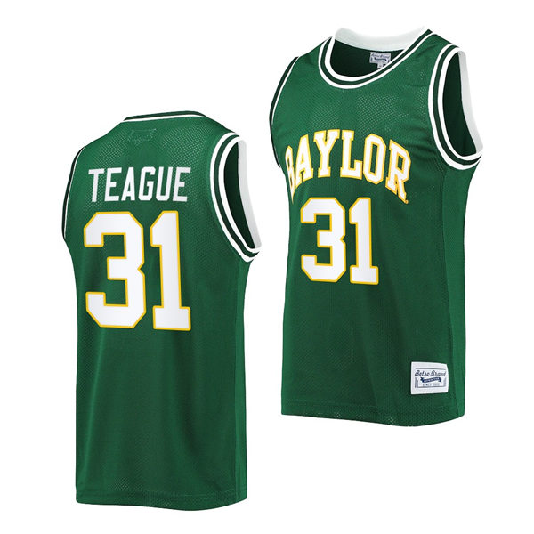 Mens Baylor Bears #31 MaCio Teague Green Original Retro Commemorative Classic Basketball Jersey