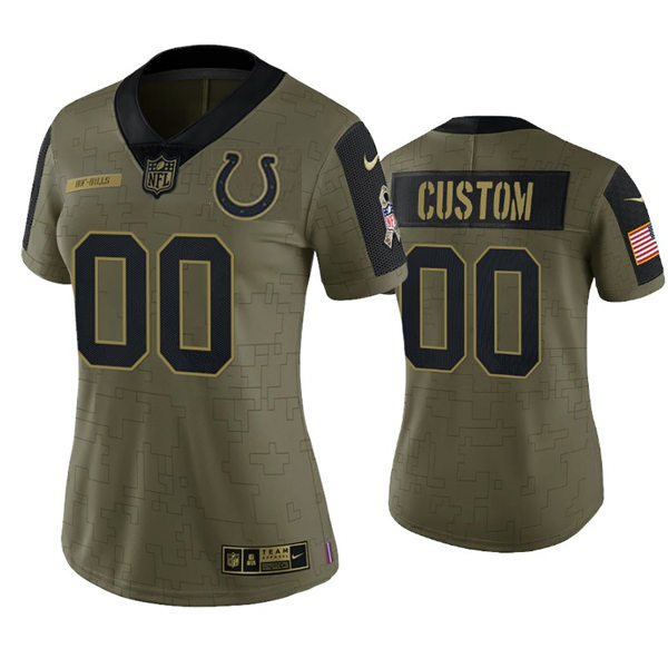 Women's Indianapolis Colts Custom Nike Olive 2021 Salute To Service Limited Jersey