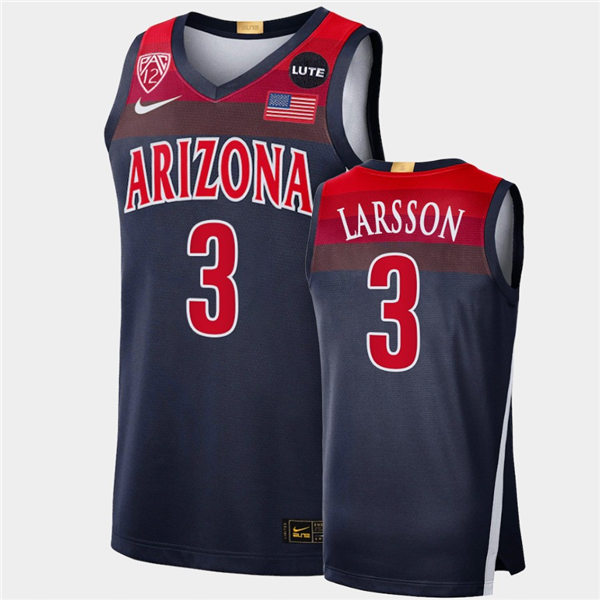 Mens Arizona Wildcats #3 Pelle Larsson Nike Navy College Basketball Game Jersey