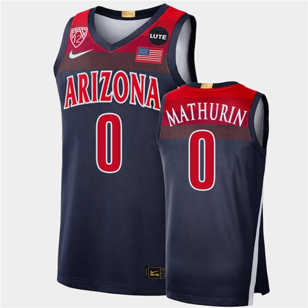 Mens Arizona Wildcats #0 Bennedict Mathurin Nike Navy College Basketball Game Jersey