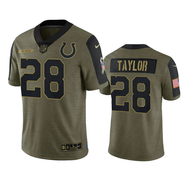 Mens Indianapolis Colts #28 Jonathan Taylor Nike Olive 2021 Salute To Service Limited Jersey
