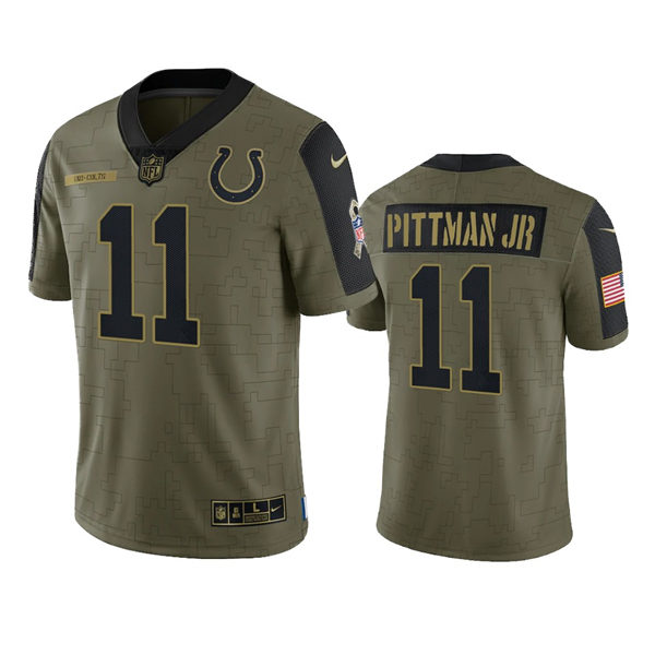 Mens Indianapolis Colts #11 Michael Pittman Jr. Nike Olive 2021 Salute To Service Limited Jersey