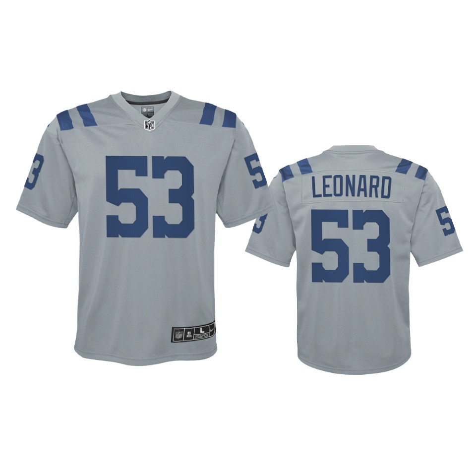Youth Indianapolis Colts #53 Darius Leonard Gray Inverted Game Jersey