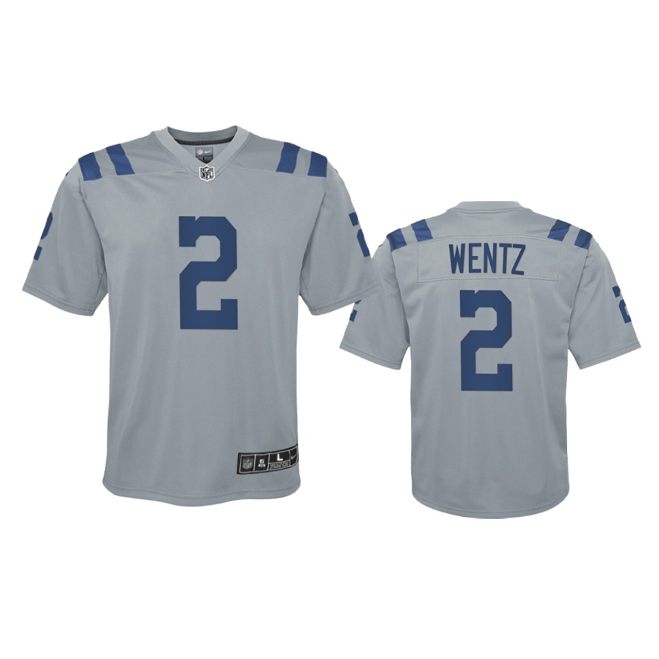 Youth Indianapolis Colts #2 Carson Wentz Gray Inverted Game Jersey
