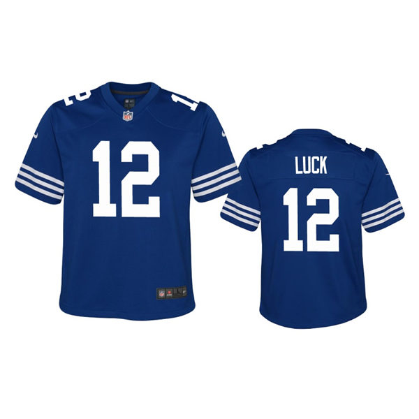 Youth Indianapolis Colts #12 Andrew Luck Nike Royal Alternate Retro Vapor Limited Jersey