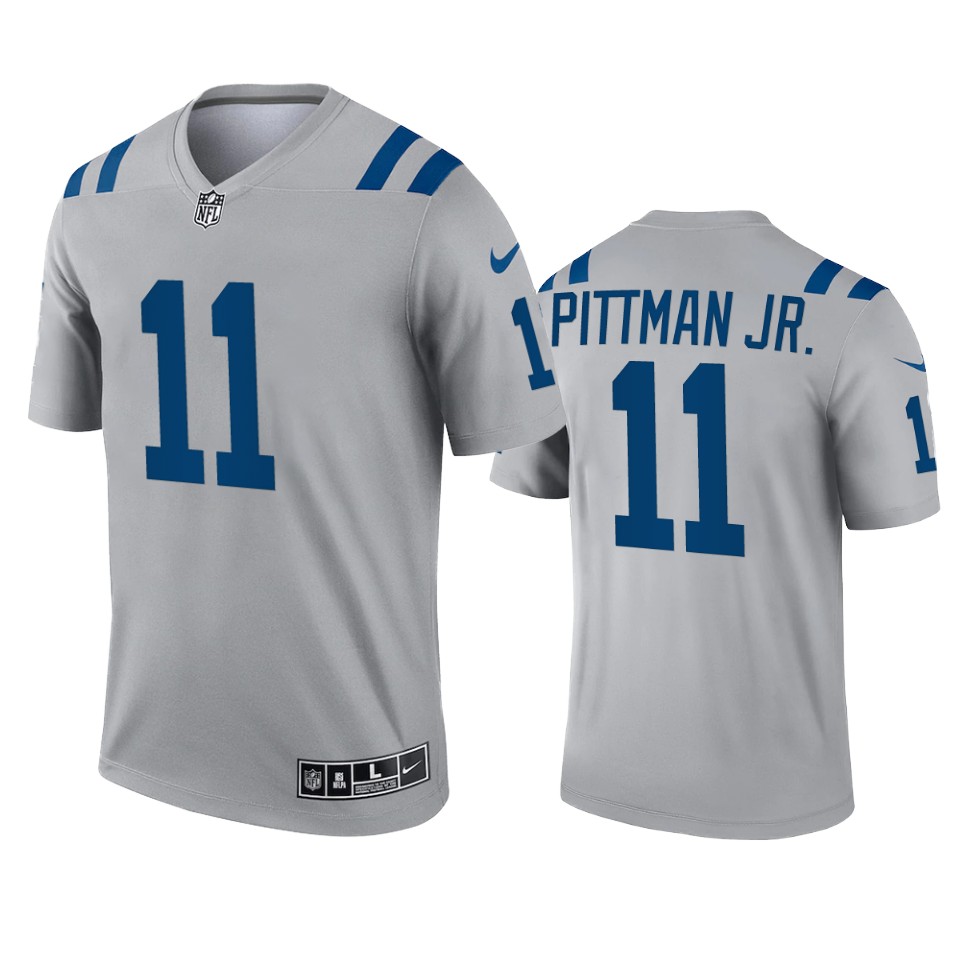 Mens Indianapolis Colts #11 Michael Pittman Jr. Nike Gray Inverted Legend Jersey