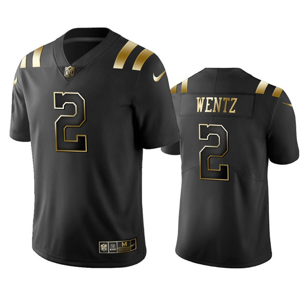Mens Indianapolis Colts #2 Carson Wentz Nike Black Golden Edition Vapor Limited Jersey