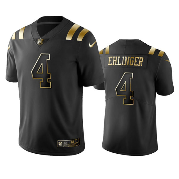Mens Indianapolis Colts #4 Sam Ehlinger Nike Black Golden Edition Vapor Limited Jersey 