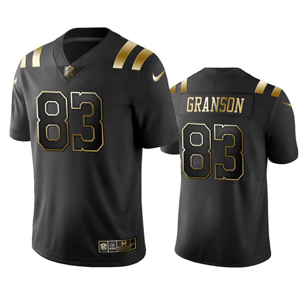 Mens Indianapolis Colts #83 Kylen Granson Nike Black Golden Edition Vapor Limited Jersey