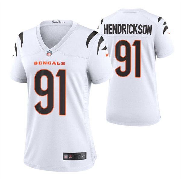 Womens Cincinnati Bengals #91 Trey Hendrickson Nike White Away Limited Jersey