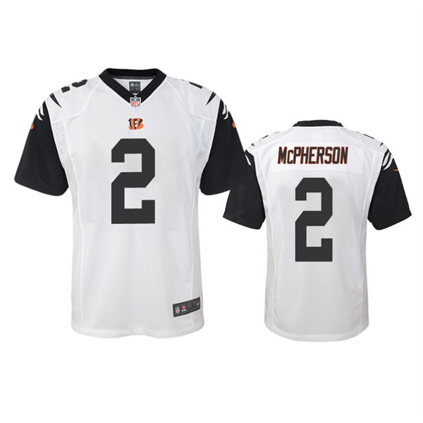 Youth Cincinnati Bengals #2 Evan McPherson White Color Rush Game Jersey