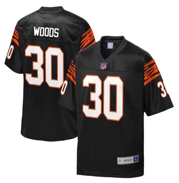 Men's Cincinnati Bengals #30 Ickey Woods Black Throwback Jersey