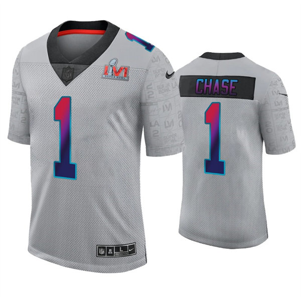 Men's Cincinnati Bengals #1 Ja'Marr Chase Nike Gray Super Bowl LVI Limited Jersey