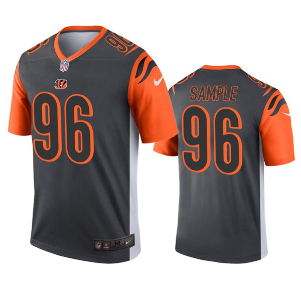 Men's Cincinnati Bengals #96 Cameron Sample Nike Anthracite Inverted Legend Jersey