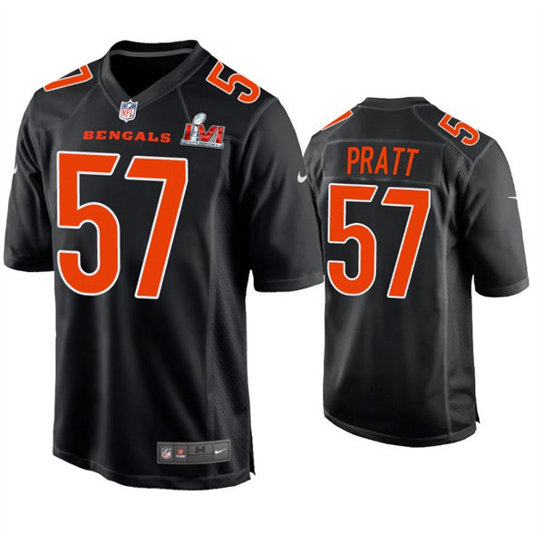 Men's Cincinnati Bengals #57 Germaine Pratt Nike Black Super Bowl LVI Bound Game Fashion Jersey