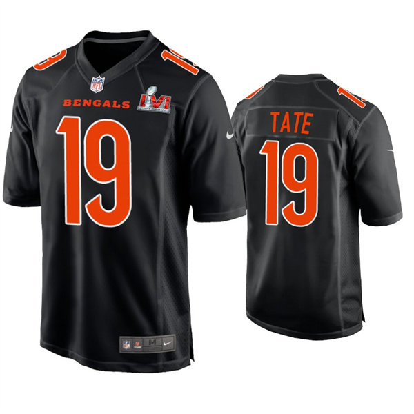 Men's Cincinnati Bengals #19 Auden Tate Nike Black Super Bowl LVI Bound Game Fashion Jersey