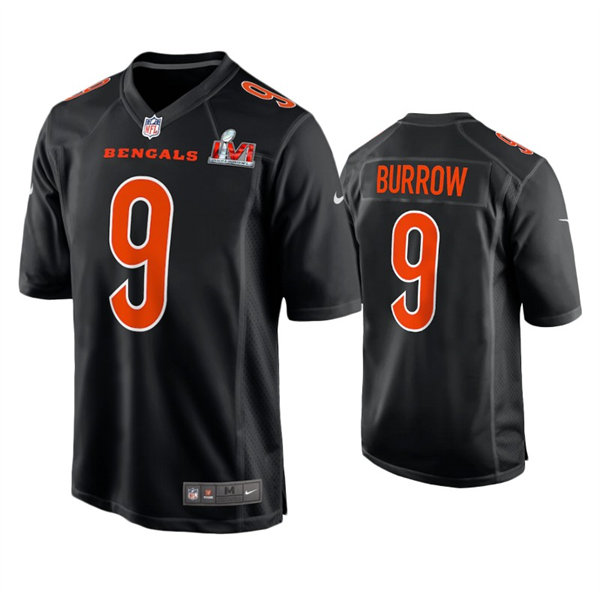 Men's Cincinnati Bengals #9 Joe Burrow Nike Black Super Bowl LVI Bound Game Fashion Jersey